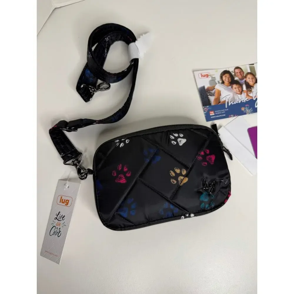 NEW LUG Coupe SE Crossbody Bag Purse Black Paw Prints